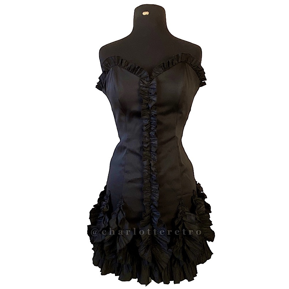 Y2K vtg Roberta Strapless Ruffle Mini Dress